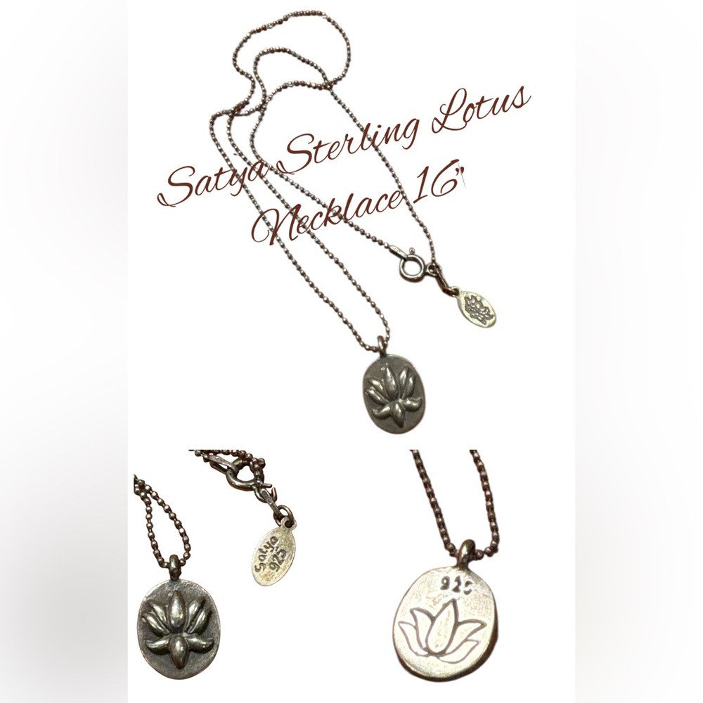 Satya Jewelry Sterling Silver Lotus Pendant Necklace - 16" Ball Chain